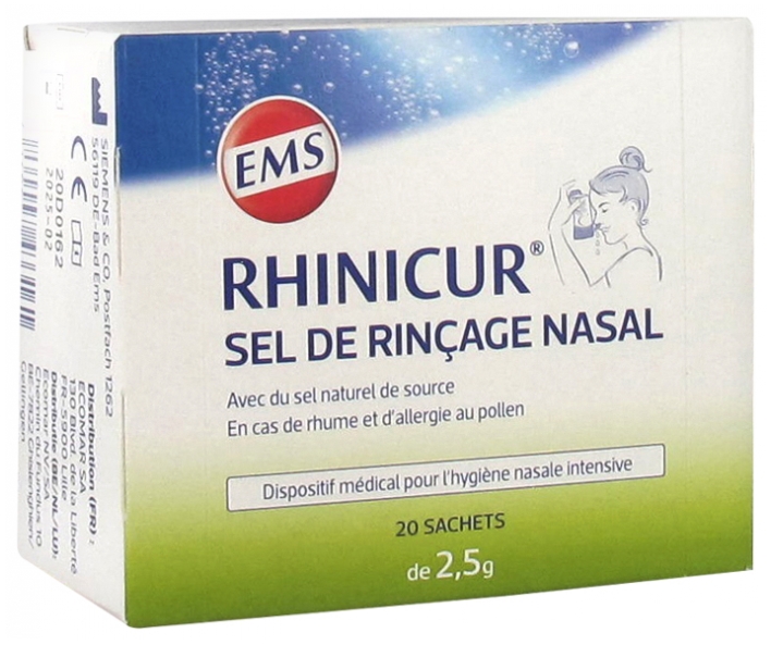 Rhinicur Sel De Rinçage Nasal – Lot De 20 Sachets De 2,5 G – Fabriqué Aux Pays-Bas