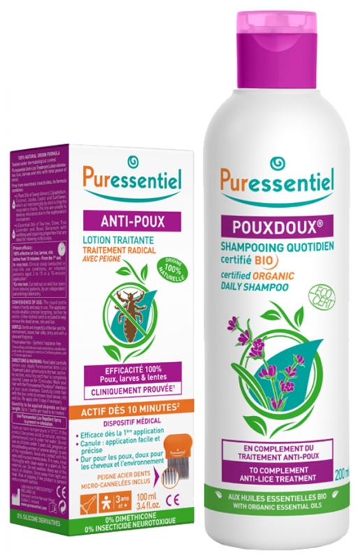 Puressentiel AntiLice Treating Lotion 100 ml + Comb + Pouxdoux Organic