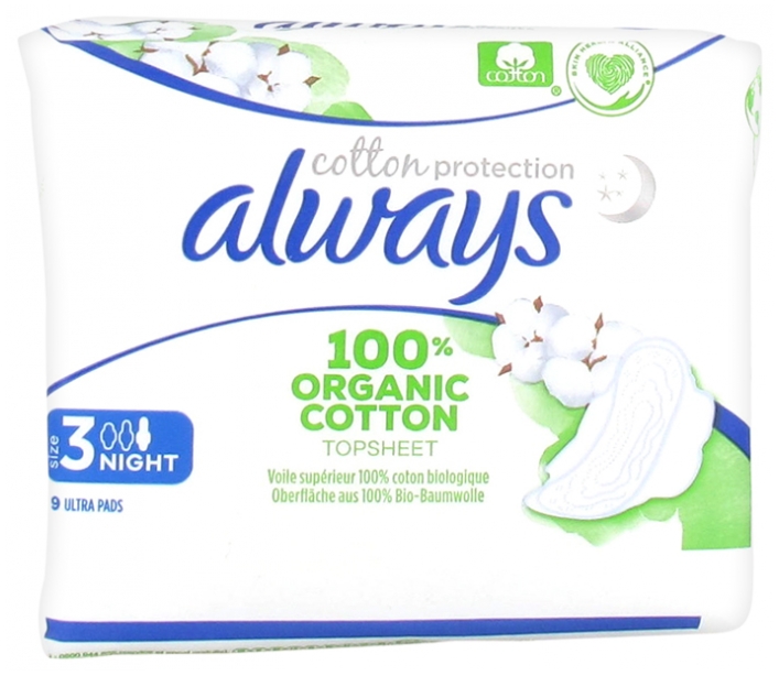 Always Cotton Protection 9 Sanitary Napkins Size 3 Night