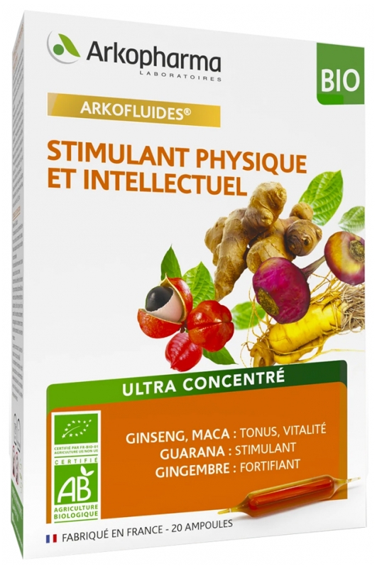 Arkopharma Arkofluides Stimulant Physique et Intellectuel Bio 20 Ampoules