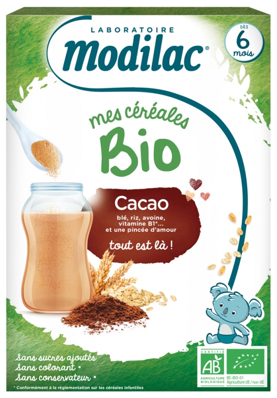 Modilac Mes Cereales Bio Des 6 Mois Cacao 250 G