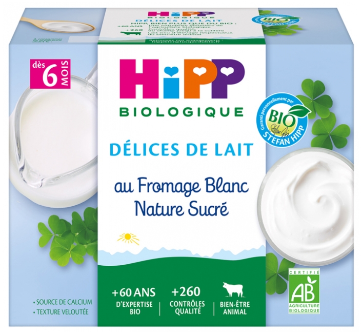 Hipp Milk Delights With Plain Sweet White Cheese From 6 Months Organic 4 Pots