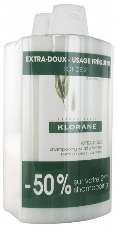 Klorane Shampoing Extra Doux Au Lait D Avoine Lot De 2 X 400 Ml