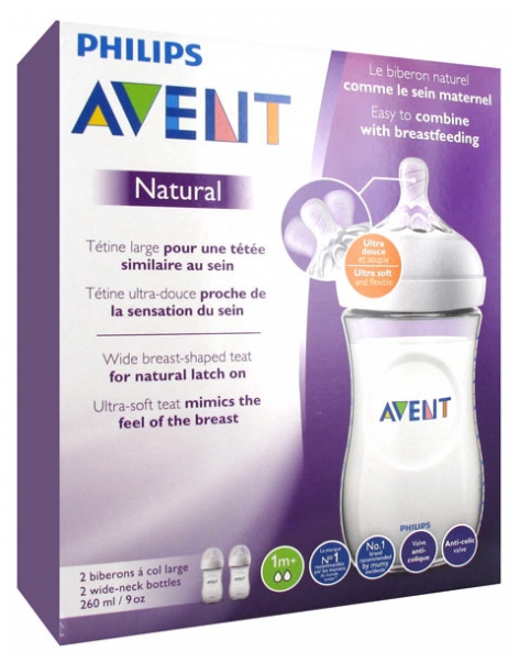 Avent Natural Biberon 260 Ml 1 Mois Et Lot De 2