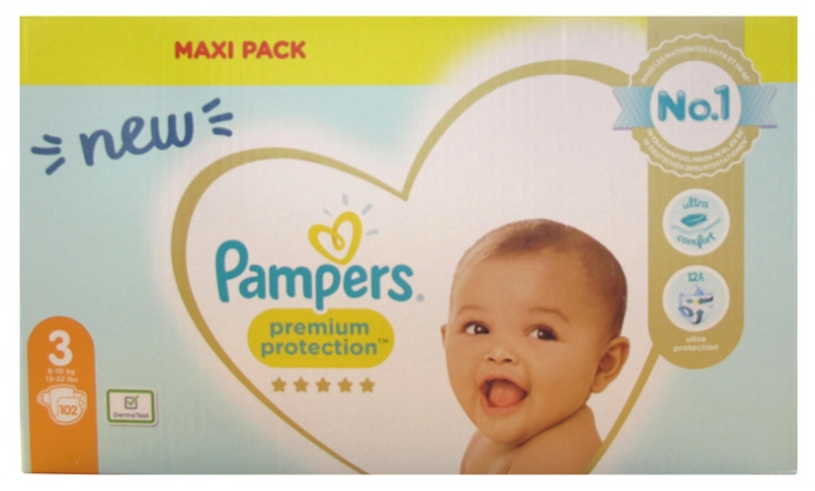 Pampers Premium Protection Maxi Pack 102 Couches Taille 3 6 10 Kg