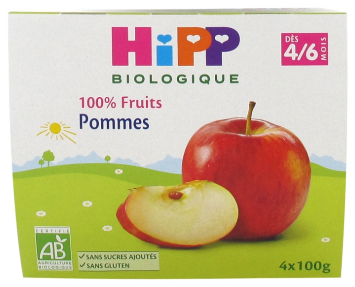 Hipp 100 Fruits Pommes Des 4 6 Mois Bio 4 Pots