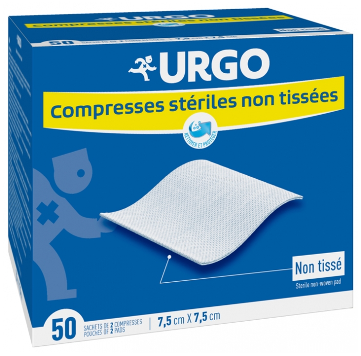 Urgo Compresses Steriles 7 5 X 7 5 Cm 50 Sachets De 2 Compresses Non Tissees