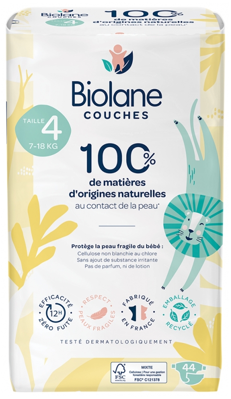 Biolane Couches Naturelles 44 Couches Taille 4 7 18 Kg
