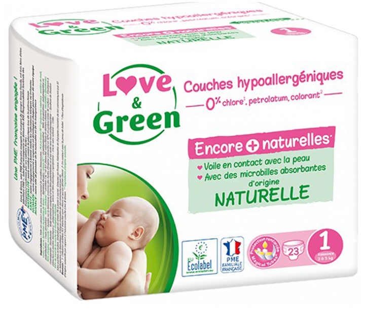 Love /& Green Couches Hypoallerg/éniques 46 Couches Taille 4 7-14 kg