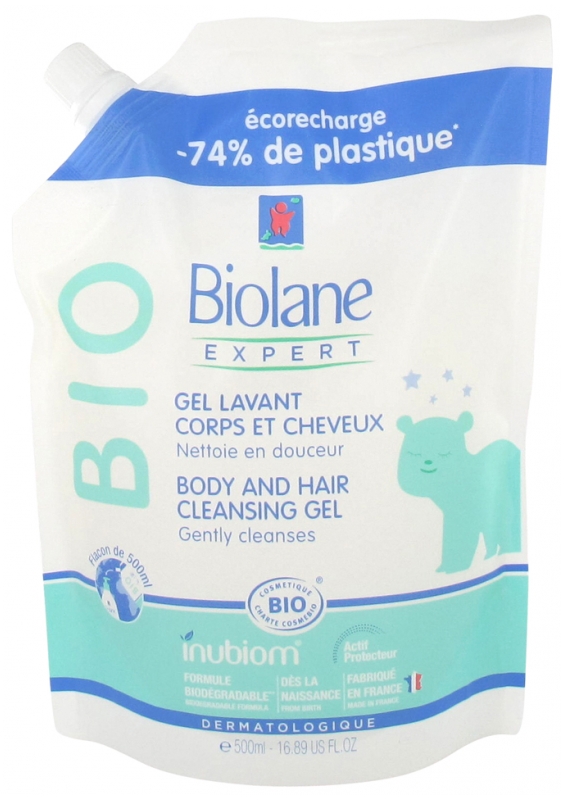 Biolane Expert Body And Hair Cleansing Gel Eco Refill Organic 500ml