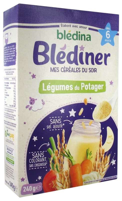 Bledina Blediner Cereales Du Soir Legumes Du Potager Des 6 Mois 240 G