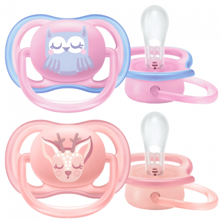 Avent Ultra Air 2 Orthodontic Soothers 0-6 Months - Colour: Doe and Owl