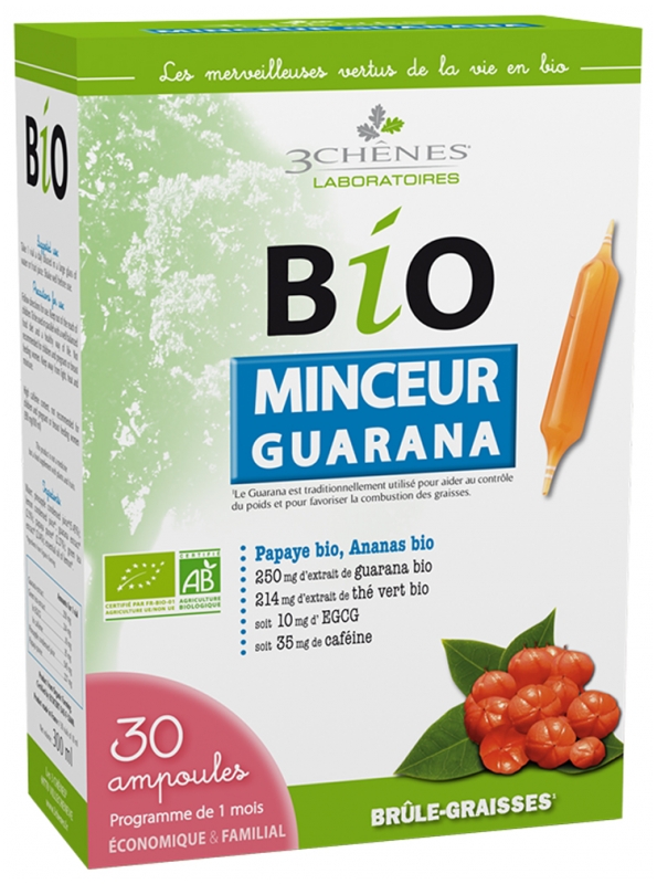 Les 3 Chenes Bio Minceur Guarana 30 Ampoules