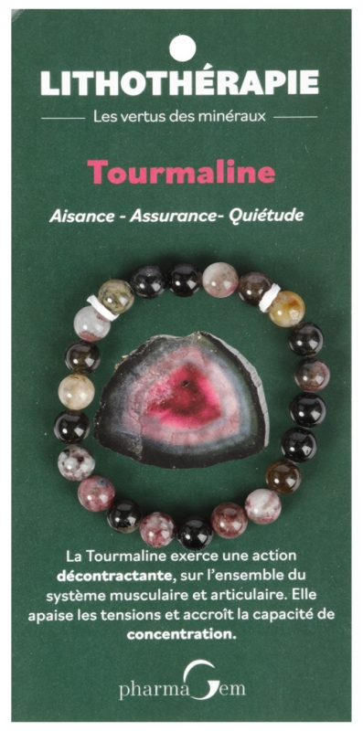 PharmaGem Lithothérapie Bracelet Tourmaline 8 mm