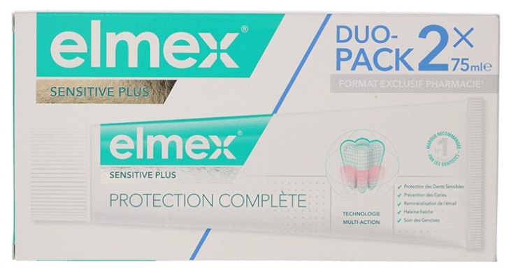Elmex Protection Complète Dentifrice Sensitive Plus Lot de 2 x 75 ml