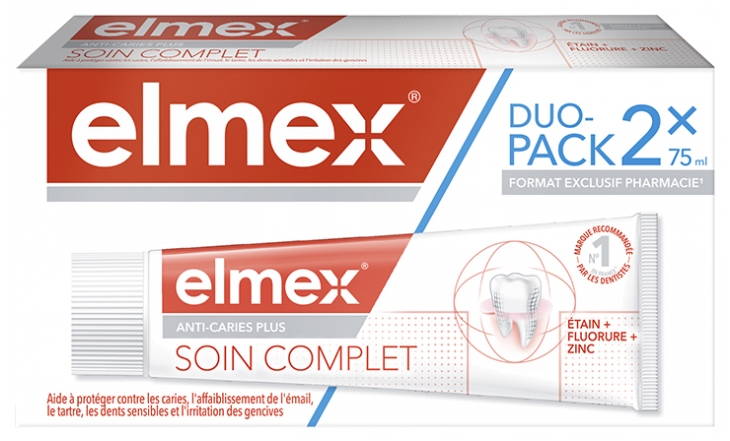 Elmex Soin Complet Dentifrice Anti-Caries Plus Lot de 2 x 75 ml