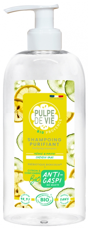 Pulpe de Vie Shampoing Purifiant Citron et Concombre Bio 400 ml