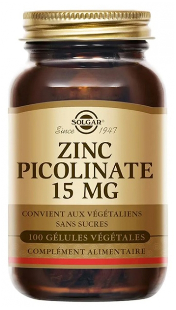 Solgar Zinc Picolinate 15 mg 100 Gélules Végétales