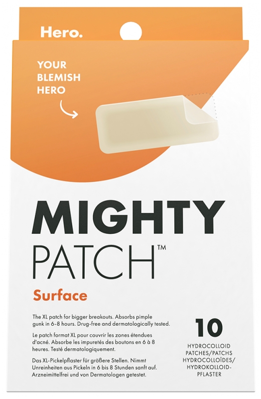 Hero Mighty Patch Surface Patchs Anti-Acné Zones Étendues 10 Patchs Hydrocolloïdes