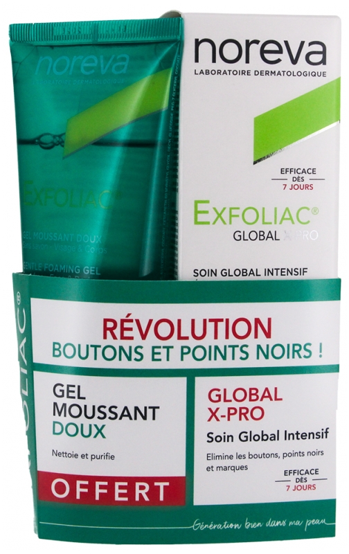 Noreva Exfoliac Global X-Pro Soin Global Intensif 30 ml + Gel Moussant Doux 100 ml Offert 1