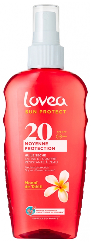 Lovea Huile Sèche Monoï de Tahiti Moyenne Protection SPF20 150 ml